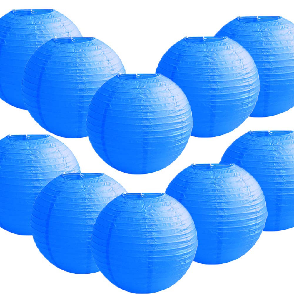 Time to Sparkle 10 Pack Tissue Paper Round Lanterns LampShade Lamp Shade Wedding Birthday Party Decoration | Royal Blue, 10"(25cm) | — image 1