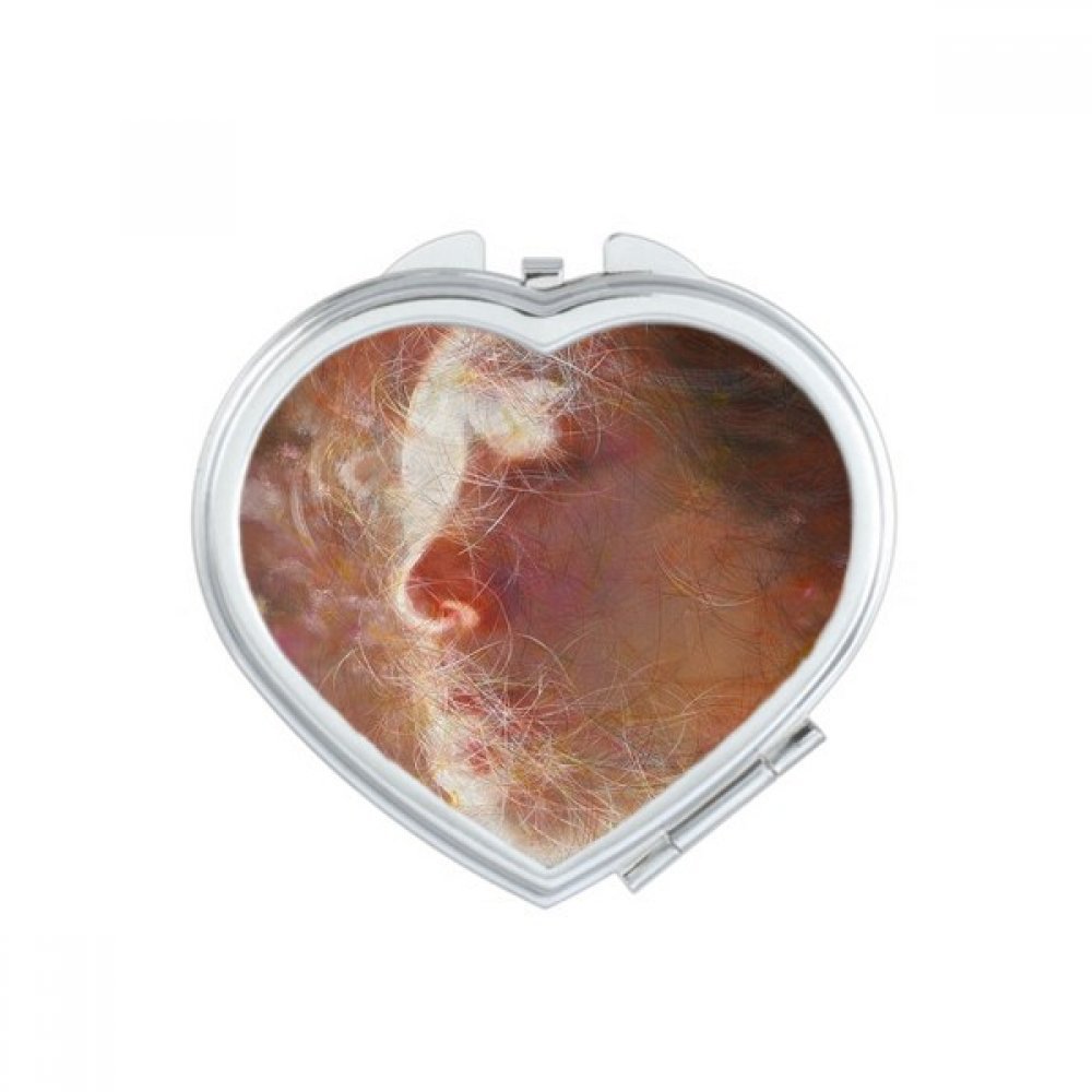Miroir de poche à la main peinture à l'huile de coeur, un cadeau artistique unique