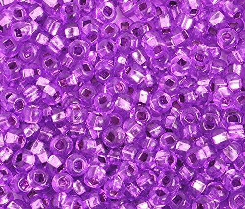 Czech Glass Seed Bead/Pony Bead 6/0 Silver Lined Dyed Mauve - 500g Bulk Bag by Preciosa (Jablonex)
