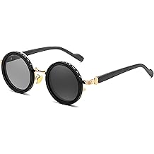 Adjustable Polarized Sunglasses,1-9 Gear Manual Dimming,Wood-Grain Temples,Steampunk Round ND TAC Lenses UV400 B0380