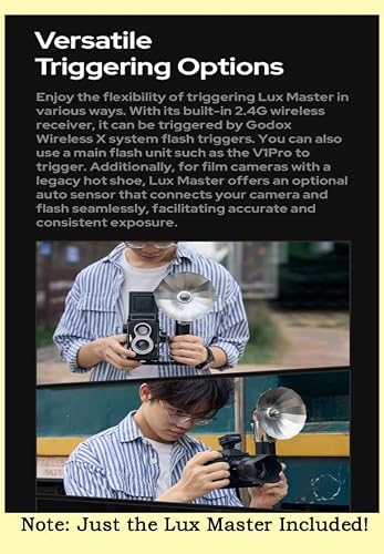 Godox Lux Master TTL Retro Camera Flash, Touchscreen Control, 6000K±300k CCT, GN25 460 Full Power, S1/S2 Optical Control, Type-C Charging, for FUJIFILM Canon Nikon Olympus Sony Cameras - Thumbnail 7