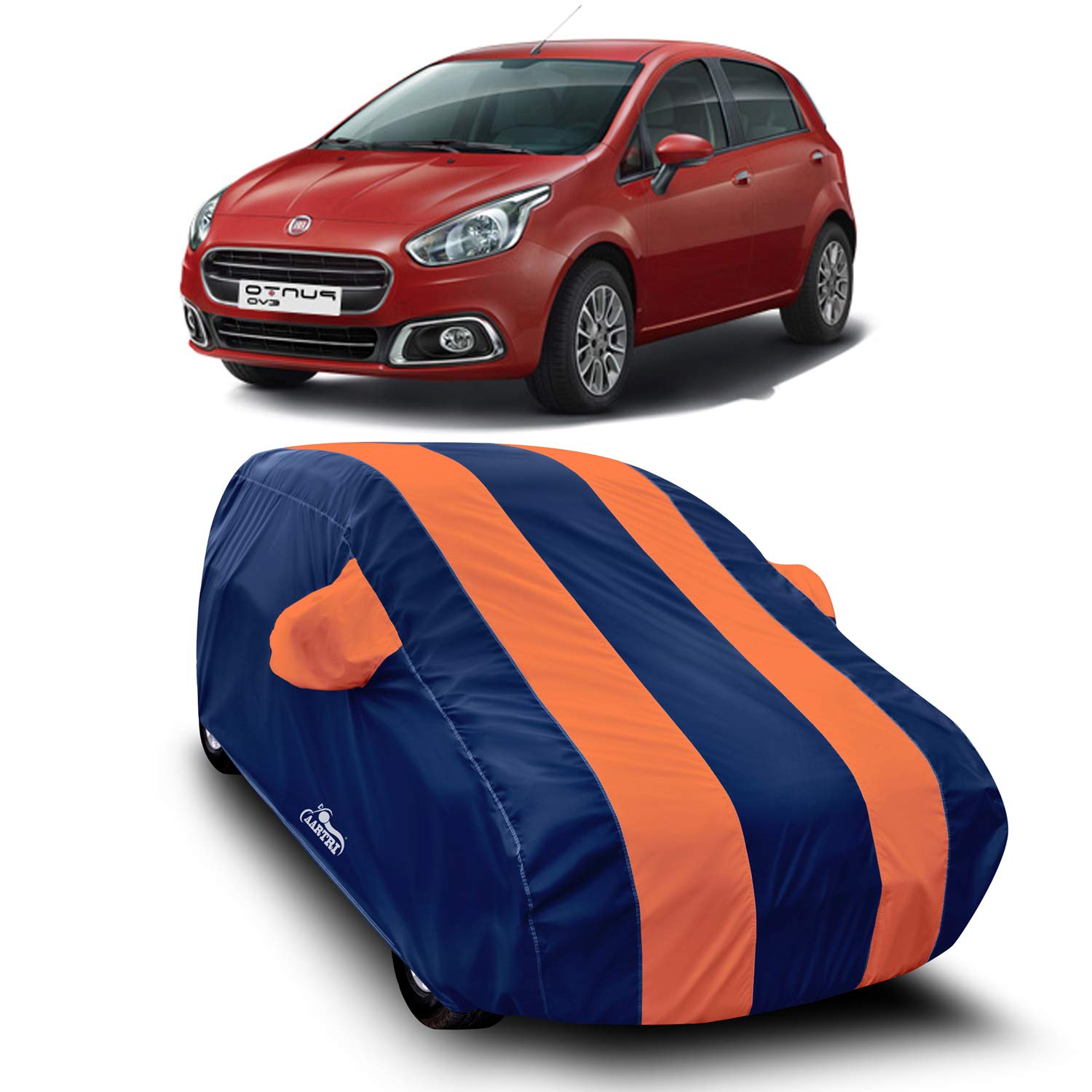 Cover Lab Presents Prime Quality Water Resistant Car Body Cover Compatible with Fiat Punto Evo (Orange with Mirror)