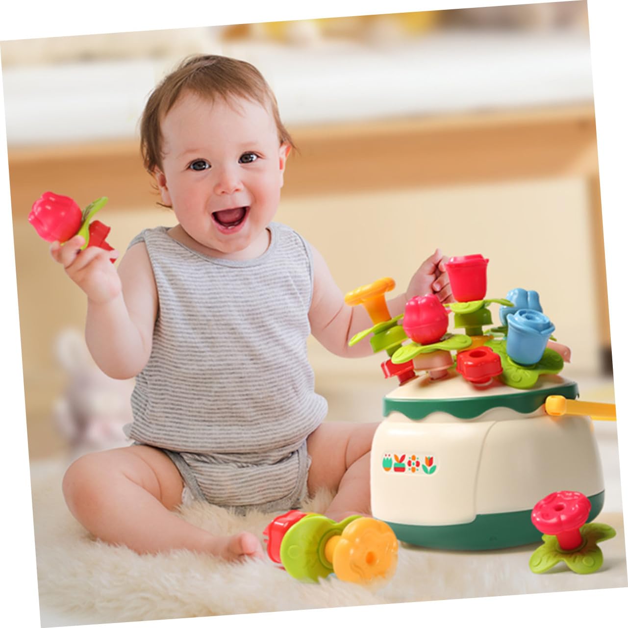 Gatuida Juguetes de Rompecabezas Cuentas de Cesta de Flores Juguete Educativo para Preescolar Motricidad Fina Sensorial para Pequeños