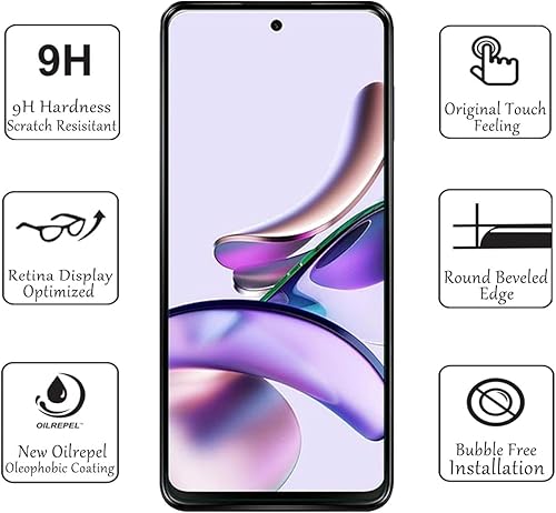 Miniatura 2 de Protectores de pantalla para Motorola Moto G13 (paquete de 3), película de vidrio templado 9H para Motorola Moto G13, Moto G23, antiarañazos,