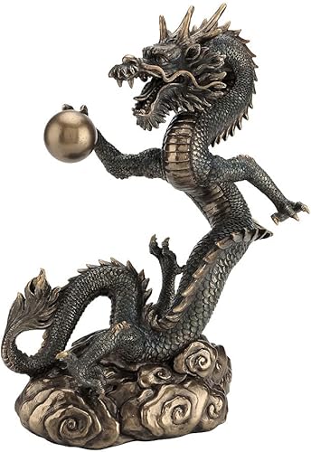 T-Trove Chinese Dragon Sculpture/Japanese Four Toe Dragon with Pearl Figurine