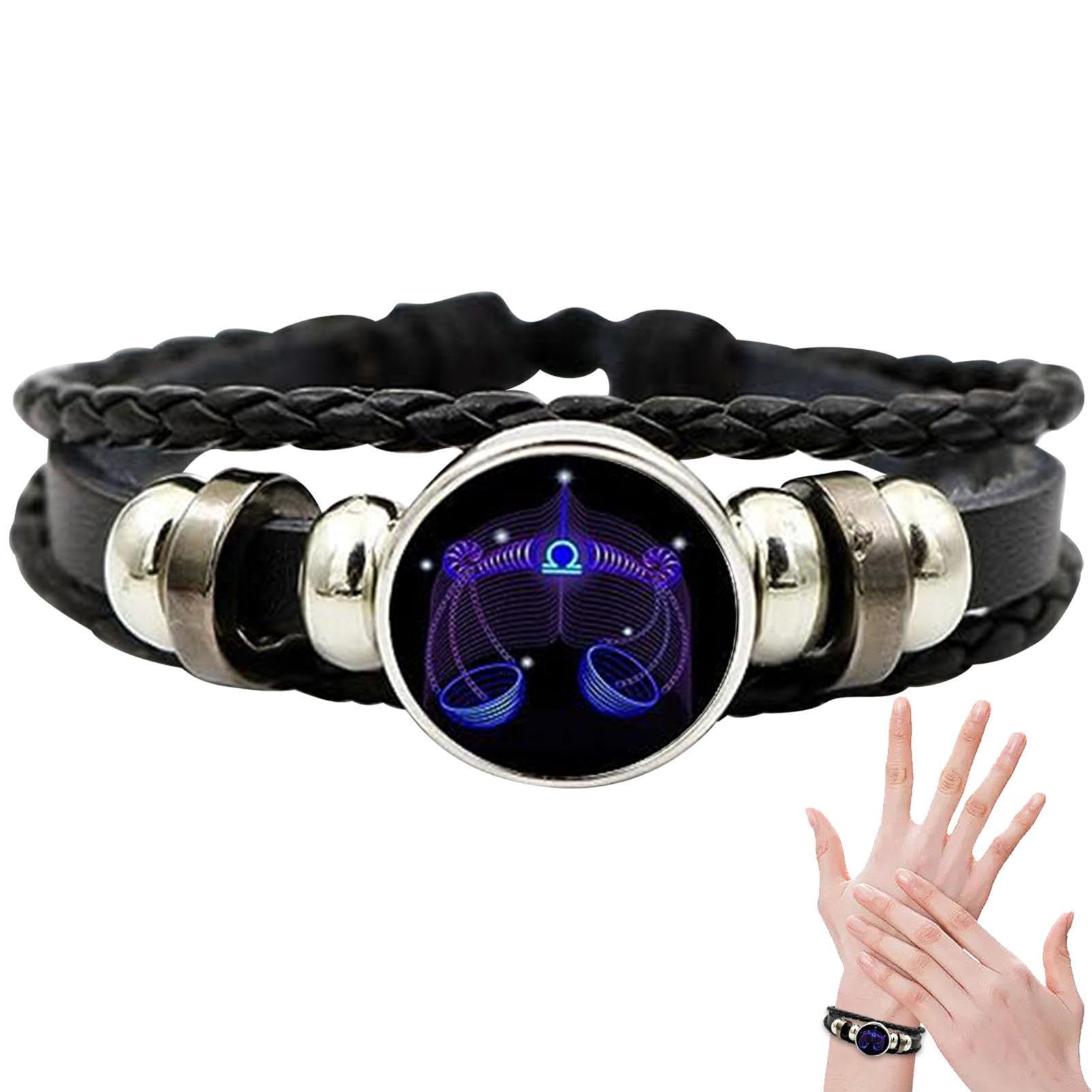 Pulsera De Cuero Trenzado Para Hombre Y Mujer, Horóscopo Con 12 Signos Del Zodiaco, Barata, Venta Al Por Mayor