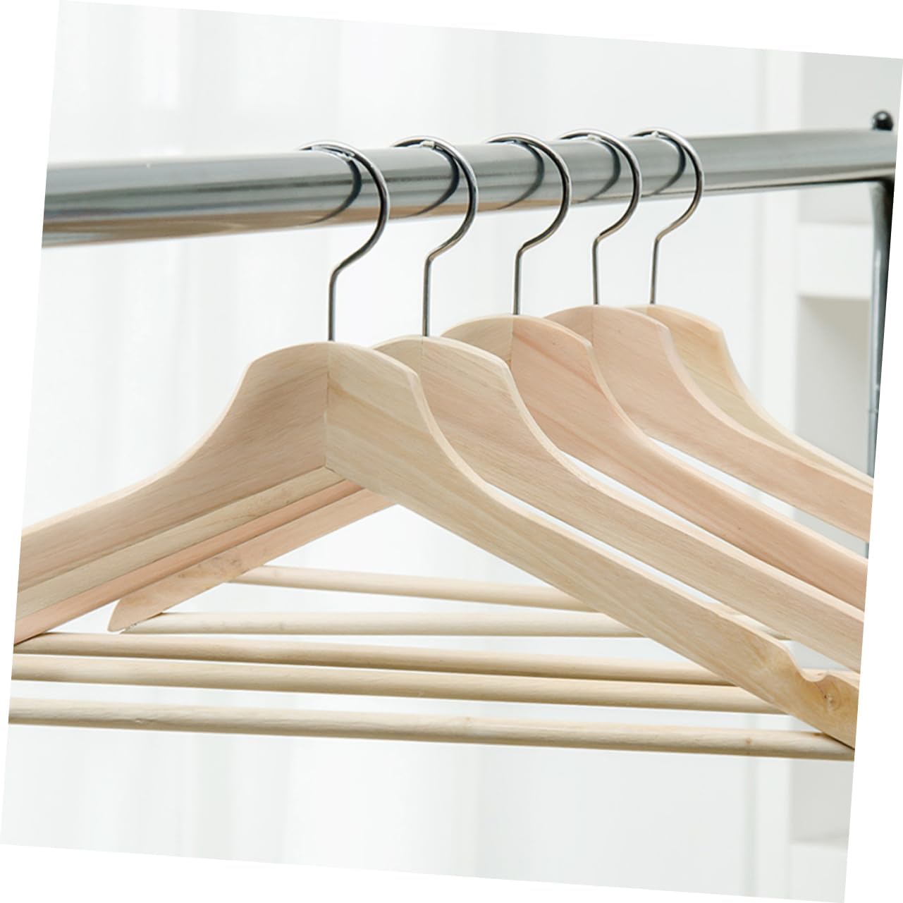 2pcs Solid Wooden Suit Hangers Rust Hooks and Non-Slip Bar Natural and Walnut Finish for Coats Jackets Dresses and Trousers Heavy Duty Design