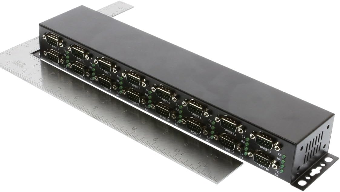 Coolgear 16-Port Industrial Serial RS-232 to USB 2.0 Rack Mount Adapter w/FTDI Chipset