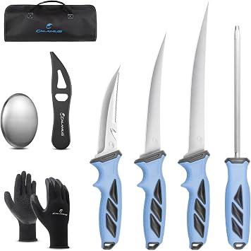 Calamus Swift Fillet Knife Combo, 5 Bait Knife,7"&9" Fillet knife | G4116 German Stainless Steel, Ultra-Sharp Blade, Fish Scaler, Non-Slip Gloves, Sharpening Rod, Storage Bag, Fish Gift for Men