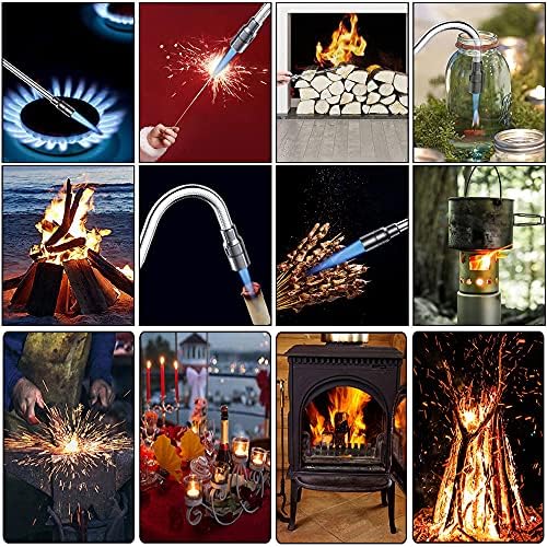Butane Lighter Pen, ibforcty Torch Lighter with Fire Lock, Visible Fuel Window Lighter Adjustable Jet Flame for Grill Candle Kitchen BBQ Fireworks (Butane Not Included)
