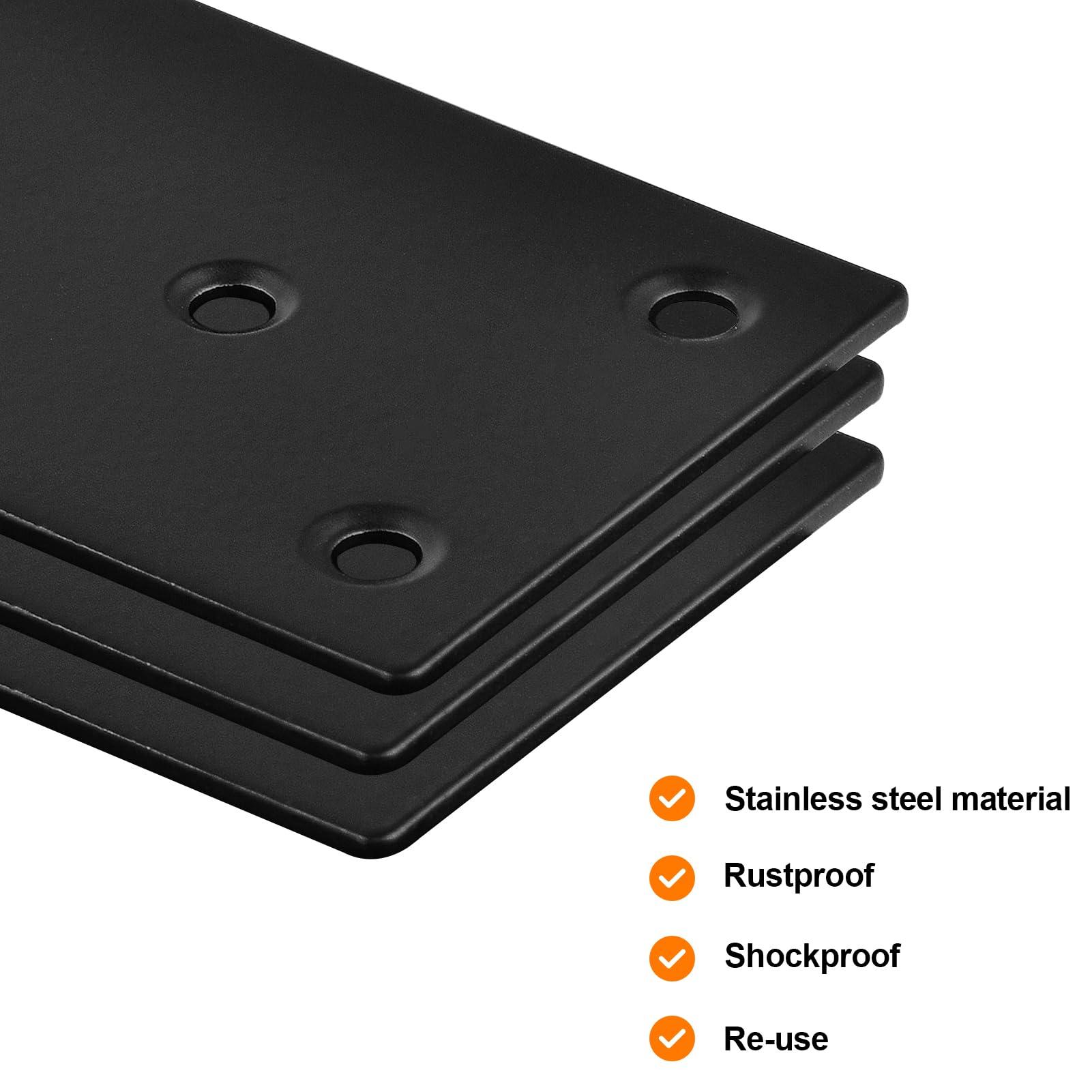 Placa Reparación Muebles TIBEGOLD - 50x100 Mm, Acero Negro, 4 Unidades Con Tornillos
