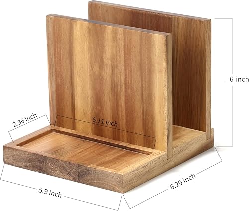 Miniatura 7 de EVERBBKING Servilletero de madera con organizador para salero y pimienta, adecuado para cocina, restaurante, bar, oficina, fiestas, decoración del