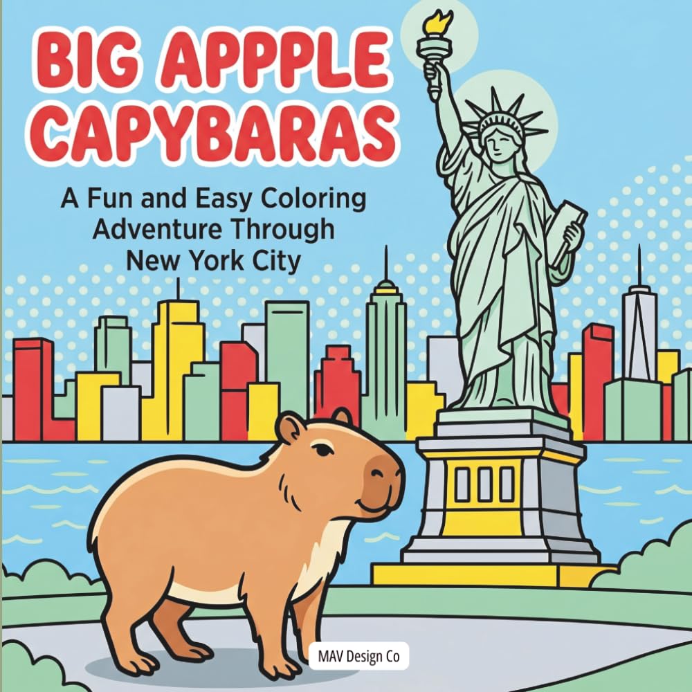Big Apple Capybaras: A Fun and Easy Coloring Adventure Through New York City, A Coloring Book for Adults and Kids with Simple Designs, Relaxing Pages, ... Scenes (Cute Creatures Around the World)