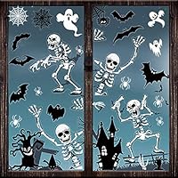 VEYLIN Halloween Window Clings,8 Sheet Skeleton Window Decals for Kids Halloween Window Decoration