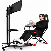 Foldable Racing Simulator Cockpit with Adjustable Seat Setup