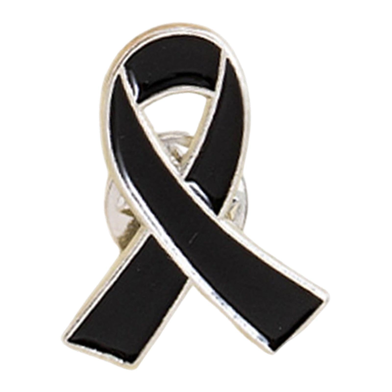 Memorial Ribbon Brooch Black Awareness Pin Alloy Mourning Remembrance Badge for Charity Events, Support Campaigns, Clothing Bag Hat Accessory-image-18