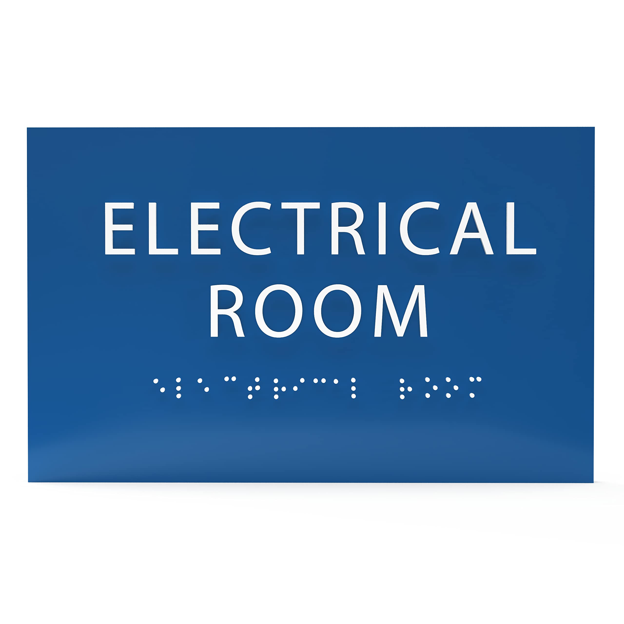 ADA CENTRAL SIGNS 6" X4" Electrical Room Sign- Tactile Graphics Grade 2 Braille Text | Modern Utility Wall Mount Adhesive Strips Plastic Signs For