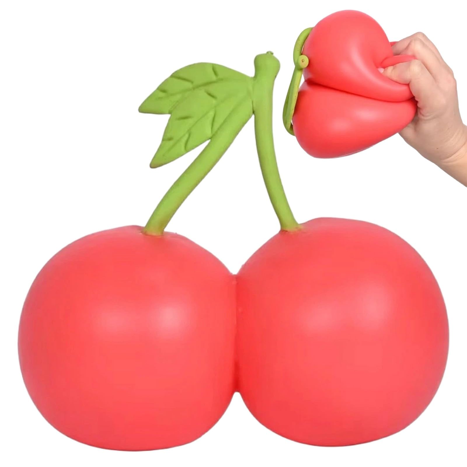Cherry Squishy, Realistic Cherry Design Texture Stress Ball, Relaxing Squeeze Gadget, Ideal for Office Work Study Classroom Focus & Anxiety Relief (Jumbos Cherry)