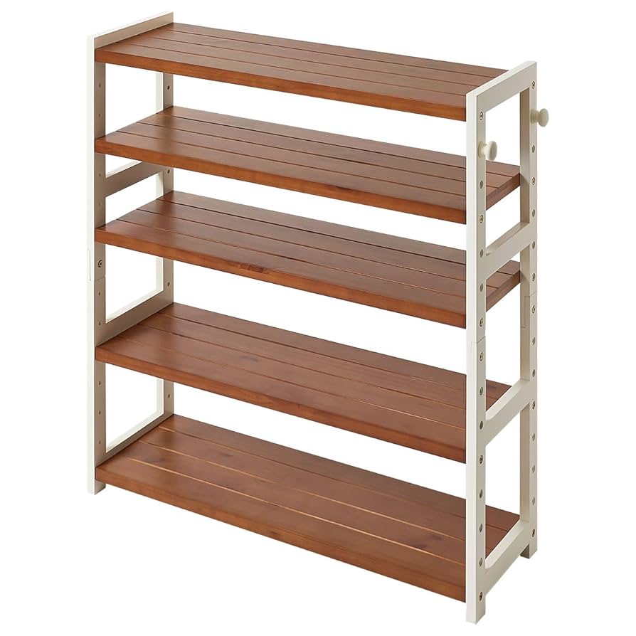 Amazon｜ぼん家具 オープンラック 木製 5段 幅84.9×奥行28×高さ