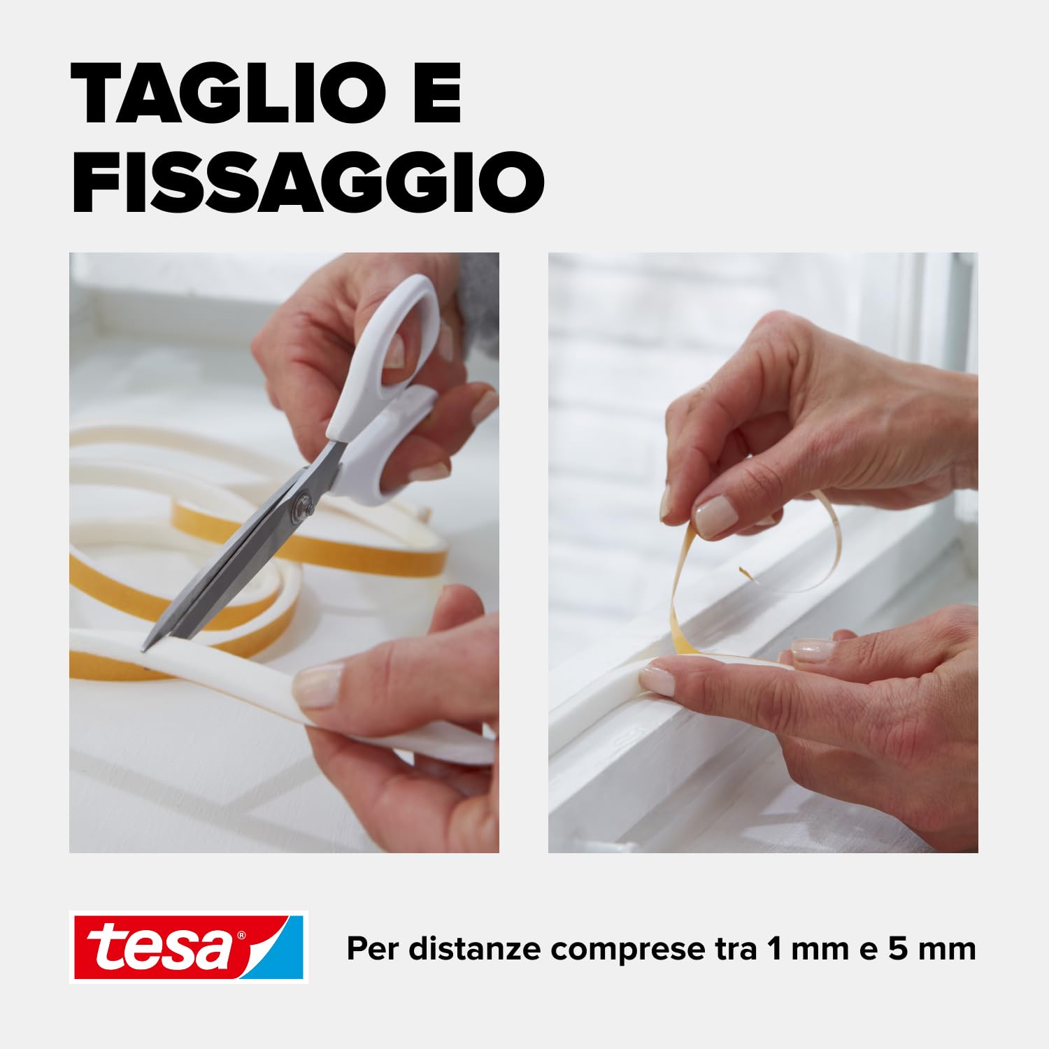 Tesa Moll Standard I-Profil Guarnizione Adesiva in Schiuma 10 m x 15 mm x 4 mm Bianco