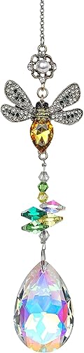 Atrapasoles de Cristal con Prisma de Abeja y Diamantes de Imitación, Ornamento de Prismas Decorativos de Diamantes Coloridos para Ventanas, Pared,