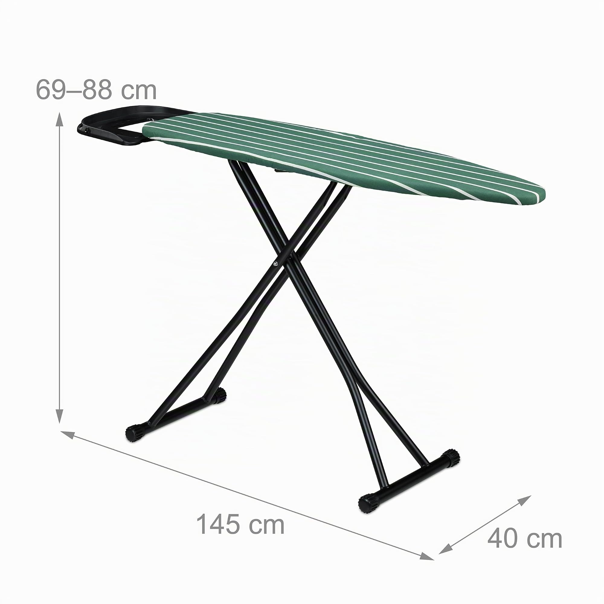 Relaxdays ASSE da Stiro Pieghevole, Tavolo Ferro a Vapore, Piano Stirare Salvaspazio 121x39 cm, Copriasse, Verde Bianco