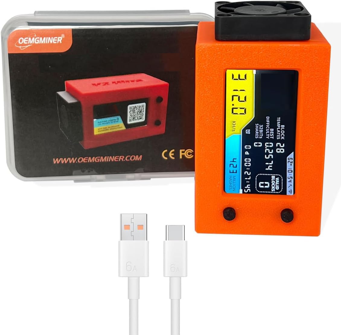 NerdMiner V2 Ultra 78KH/S T Display S3 Bitcoin Miner with Low Power Consumption Crypto Nerdminer with Fan Lucky Miner Win 6.25 BTC (Orange)-image-49