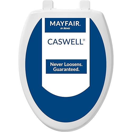 Mayfair Caswell Modern Toilet Seat, Slow Close, Easy Clean, Plastic, Elongated, White