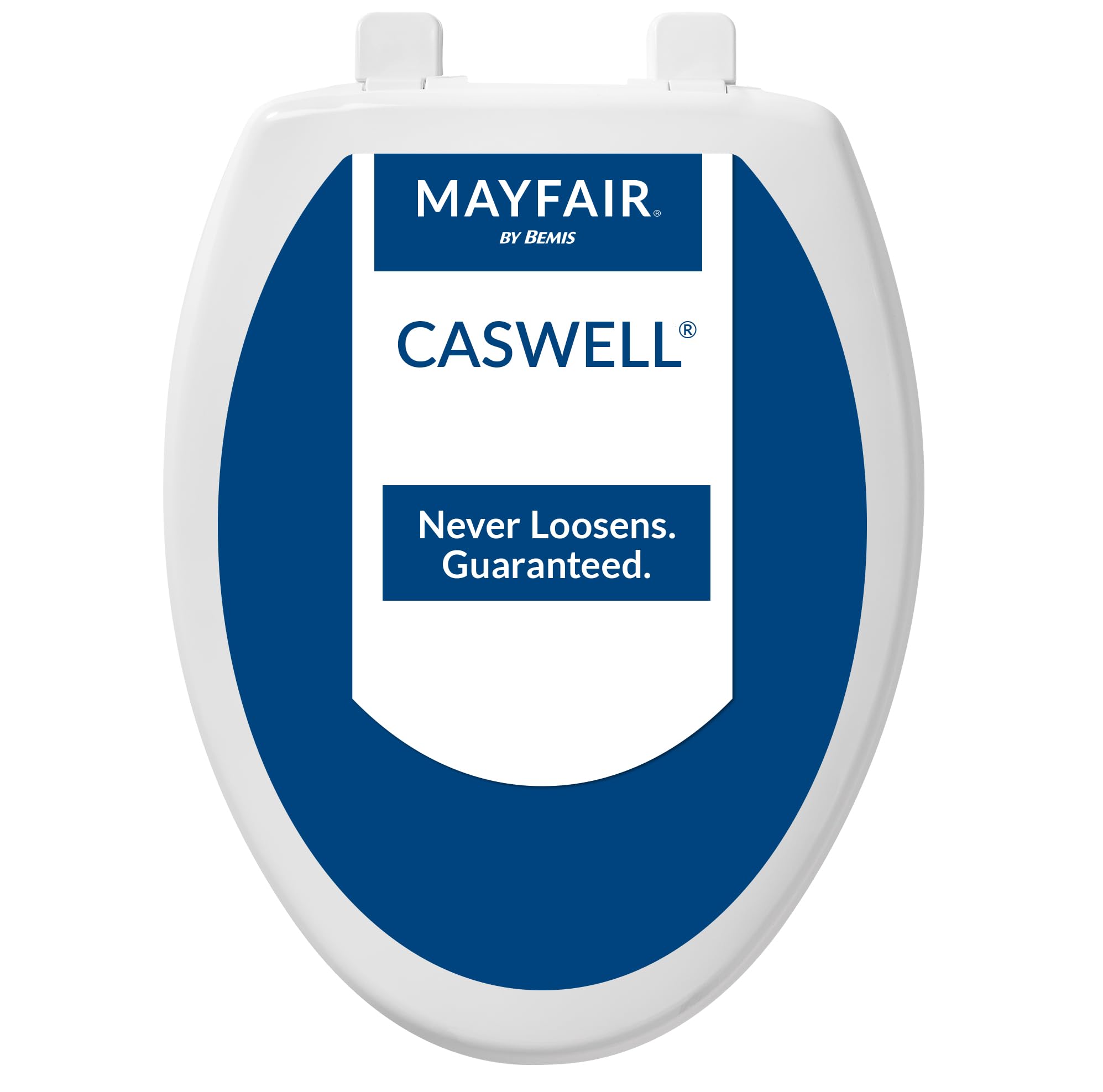 Mayfair Caswell Modern Toilet Seat, Slow Close, Easy Clean, Plastic, Elongated, White