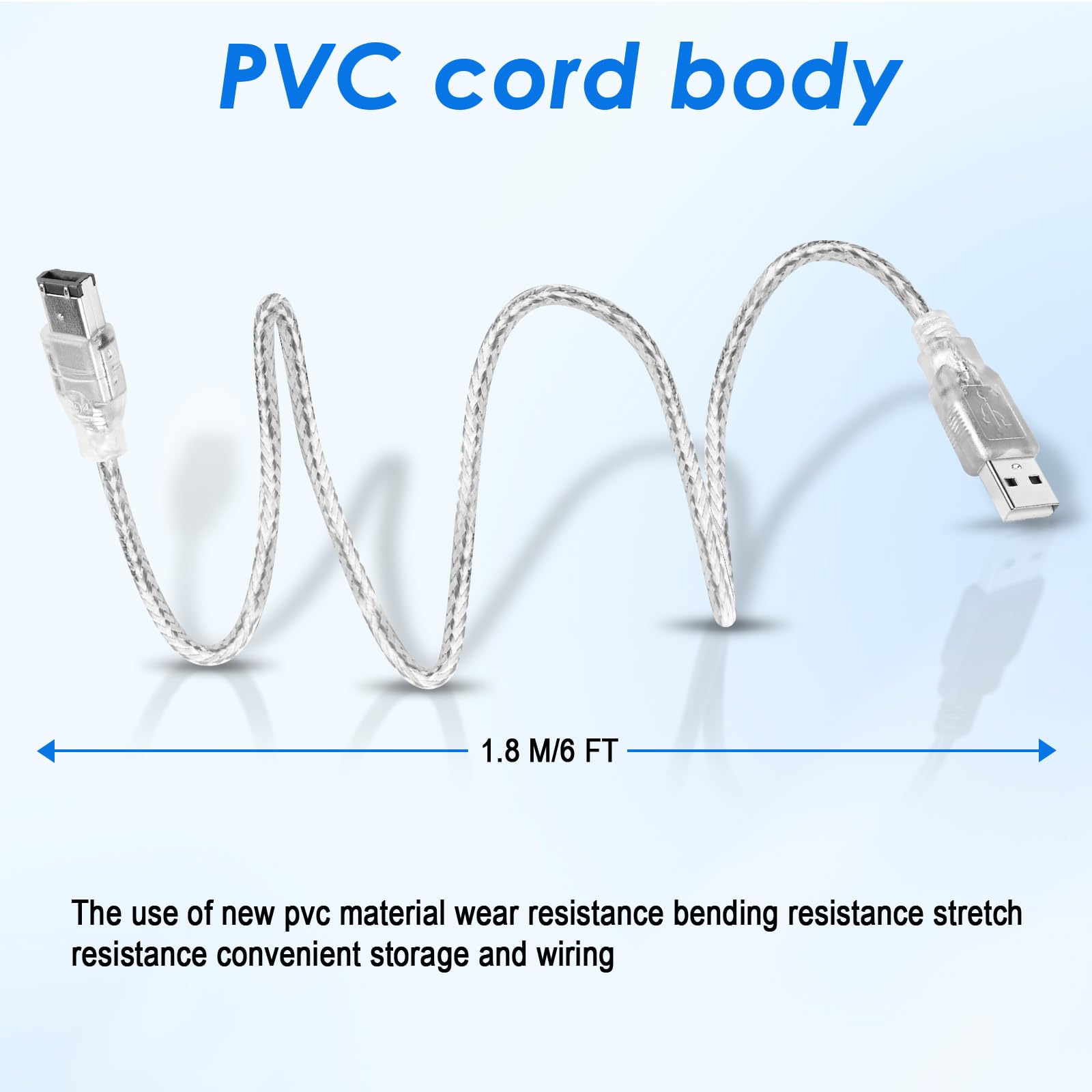 Herfair Cavo FireWire IEEE 1394, da USB a 6 pin maschio a maschio, adattatore dati, convertitore iLink FireWire 400 DV per laptop e videocamera, cavo DV a computer, 1,8