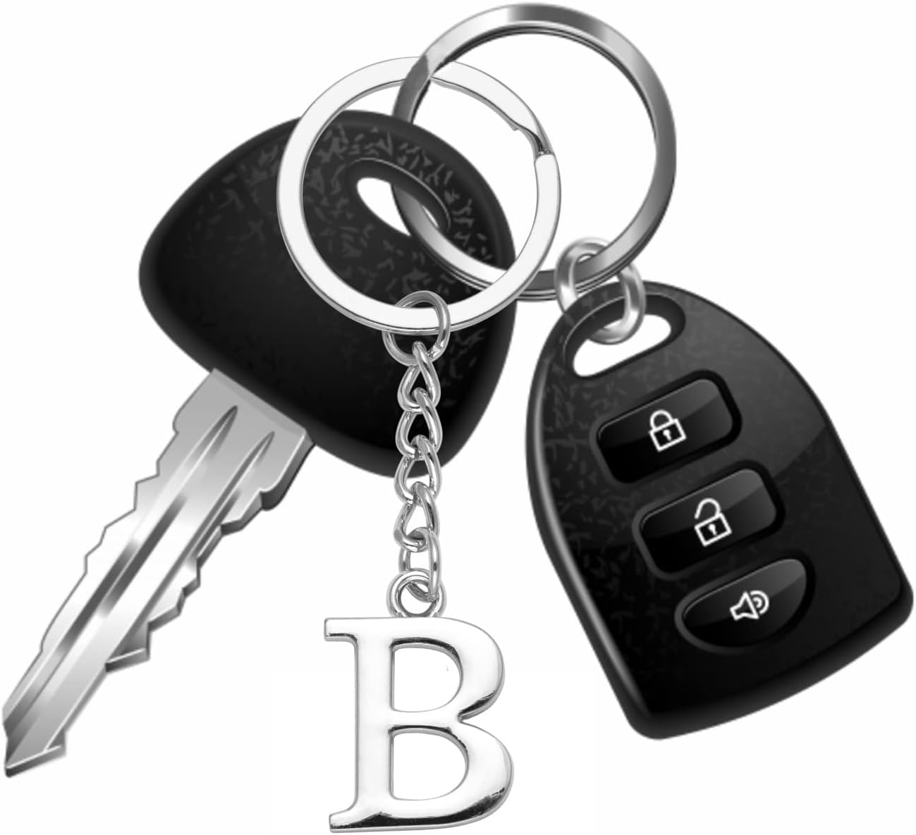 LUODAN Portachiavi Regalo donna uomo,argento A-Z 26 lettera iniziale ciondolo portachiavi - Regalo sorelle amicizia idee regalo migliore amico compleanno