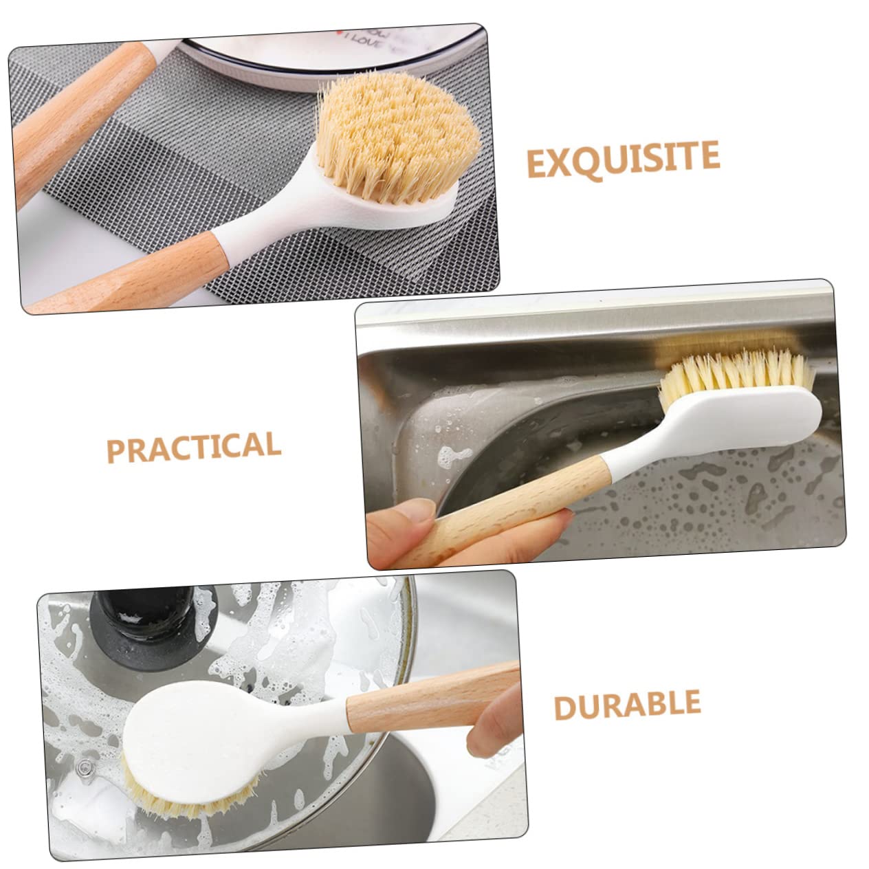 Juego de cepillos de limpieza de mango largo – Fregadero de platos y utensilios de cocina – Cepillo duradero para platos para el hogar para una fácil limpieza y fregado de sartenes – Herramienta