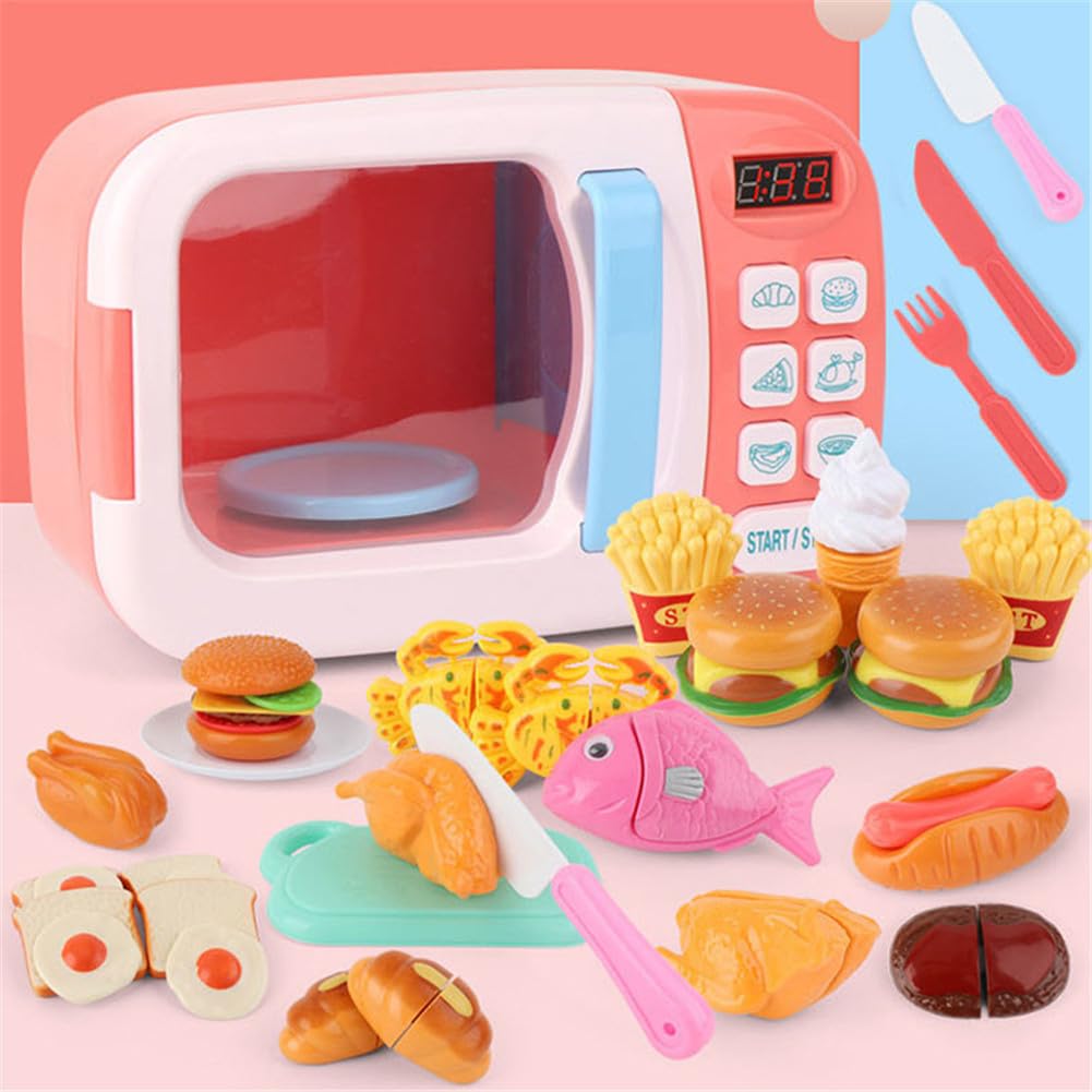 Generico Giocattolo con Forno a microonde: Gioca a Cucinare con e Suoni | Elettrodomestico da Cucina a Batteria Giocattolo educativo per Bambini (Cibo Casuale Incluso)