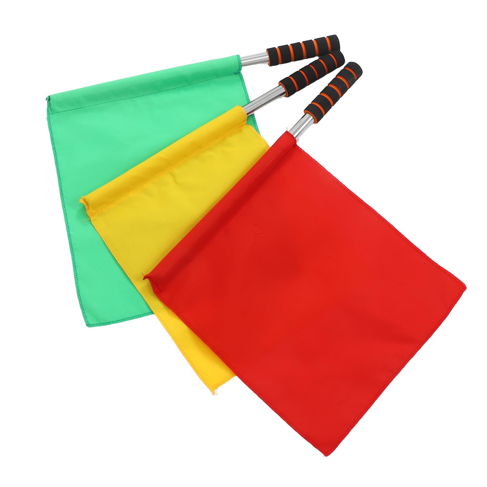 Toyvian Banderas de Señal de Mano 3 Piezas Colores Rojo, Amarillo y Verde, Banderas de Árbitro para Deportes y Tráfico, Señales para Carreras y Eventos al Aire Libre