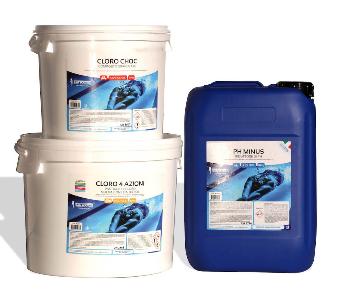 San Marco Kit Cloro Shock, PH- e Cloro Multifunzione. 25 kg