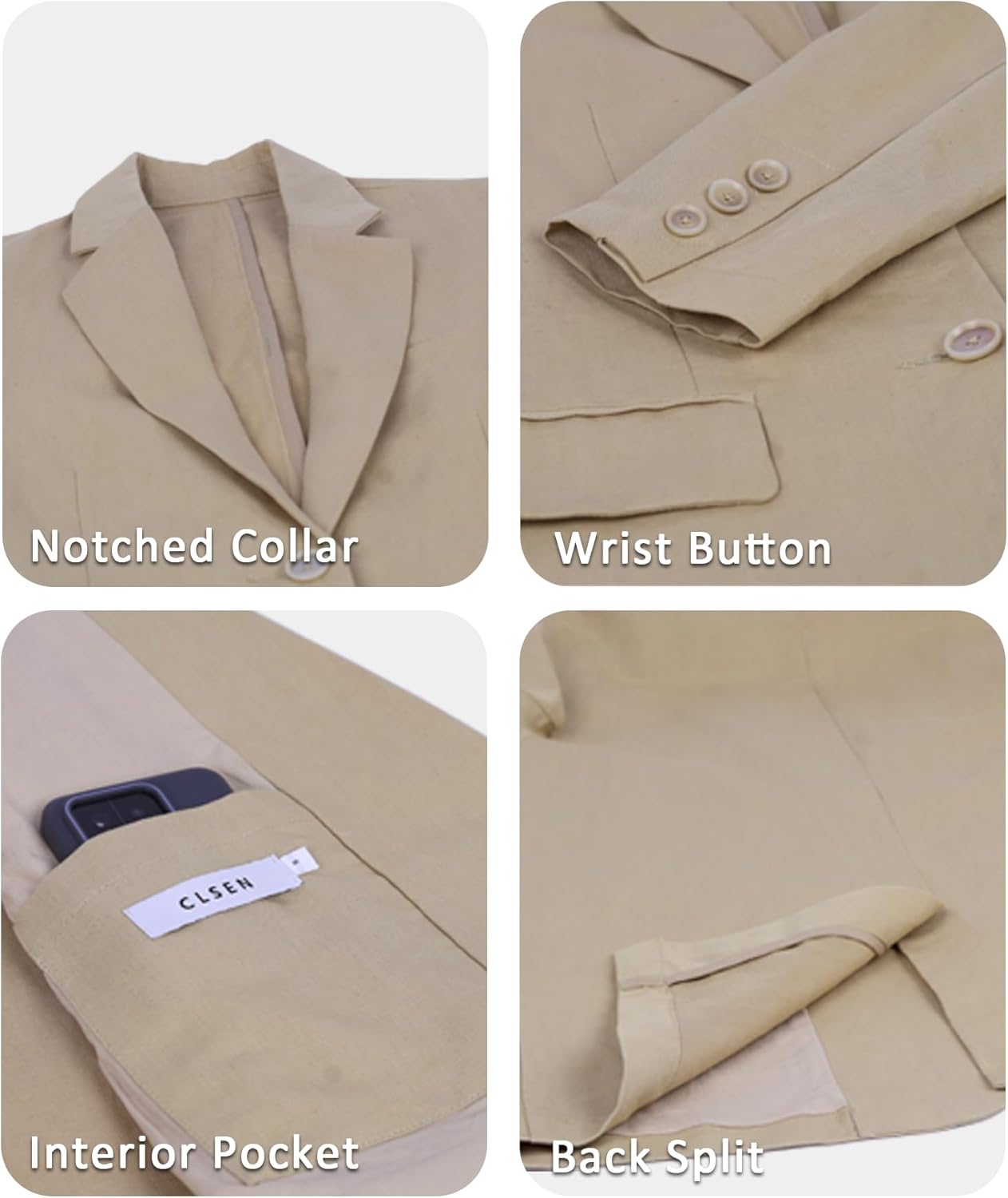 Linen Blazers for Women Oversized Lightweight Spring Fall Business Casual Notch Lapel Work Office Party Daily Jacket