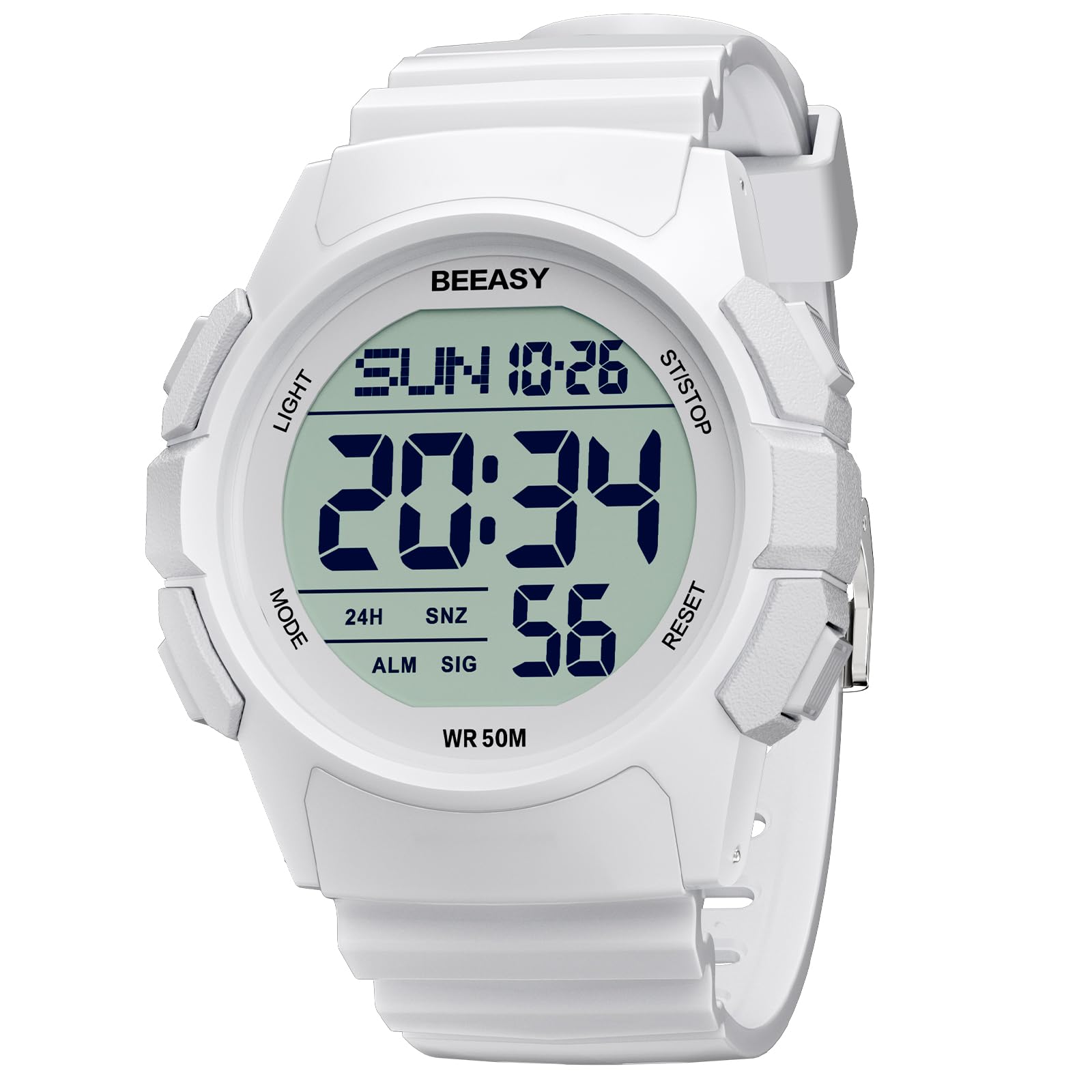 Beeasy Men Digital Sports Watch,Waterproof Watch with Stopwatch Countdown Timer Alarm Function Dual Time Rubber Strap Wrist Watch for Men/Student