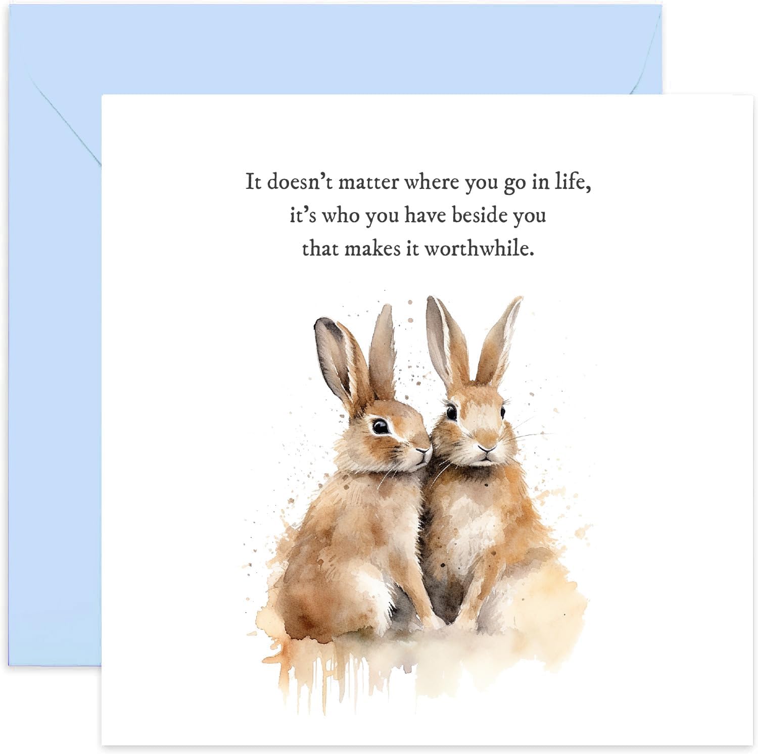 Old English Co. Happy Anniversary Card For Husband, Rabbit, Romantic Cute, Couples And Her | Gold Foil Detail | Blank Inside And Envelope Included - View #6