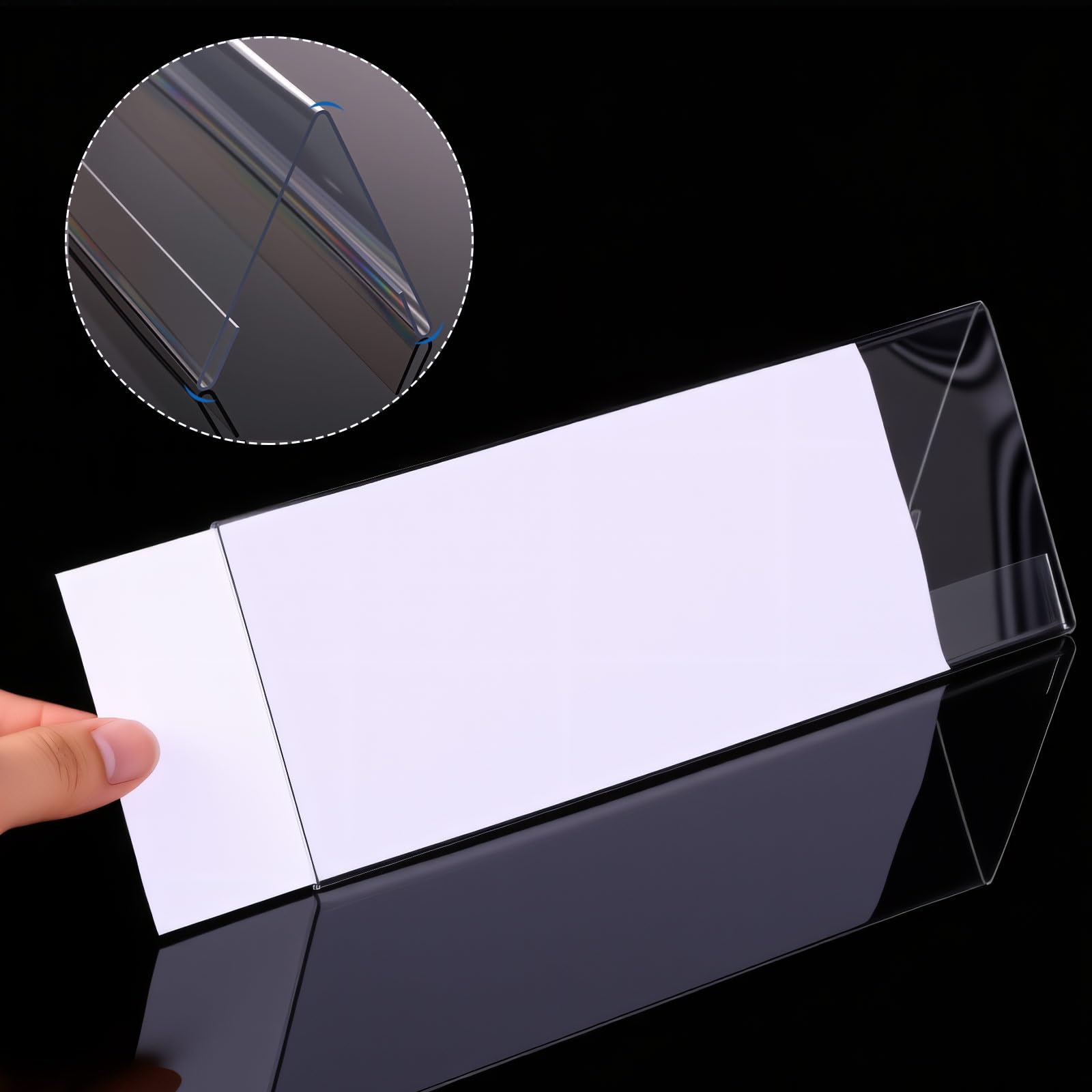 Vicenpal 100 pezzi in plastica trasparente porta nome tenda porta nome 21,5 x 7,6 cm in acrilico per scrivania tavolo tenda da tavolo porta carte da scrivania telaio per ufficio tavolo aziendale