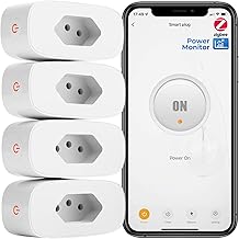 Zigbee Plugue De Tomada Inteligente 16A 4PCS, Monitore o consumo de energia, Smart Plug Brasileiro, Plugue Inteligente Tomadas Zigbee, Compatível com Alexa Google Home Tuya, Necessário gateway Zigbee