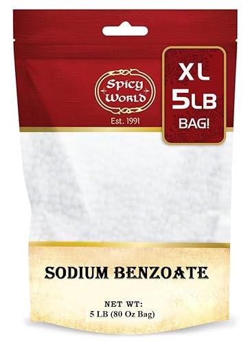 Spicy World Benzoato de sodio 5 libras (80 onzas) - 99% USP/FCC grado, aditivo y conservante