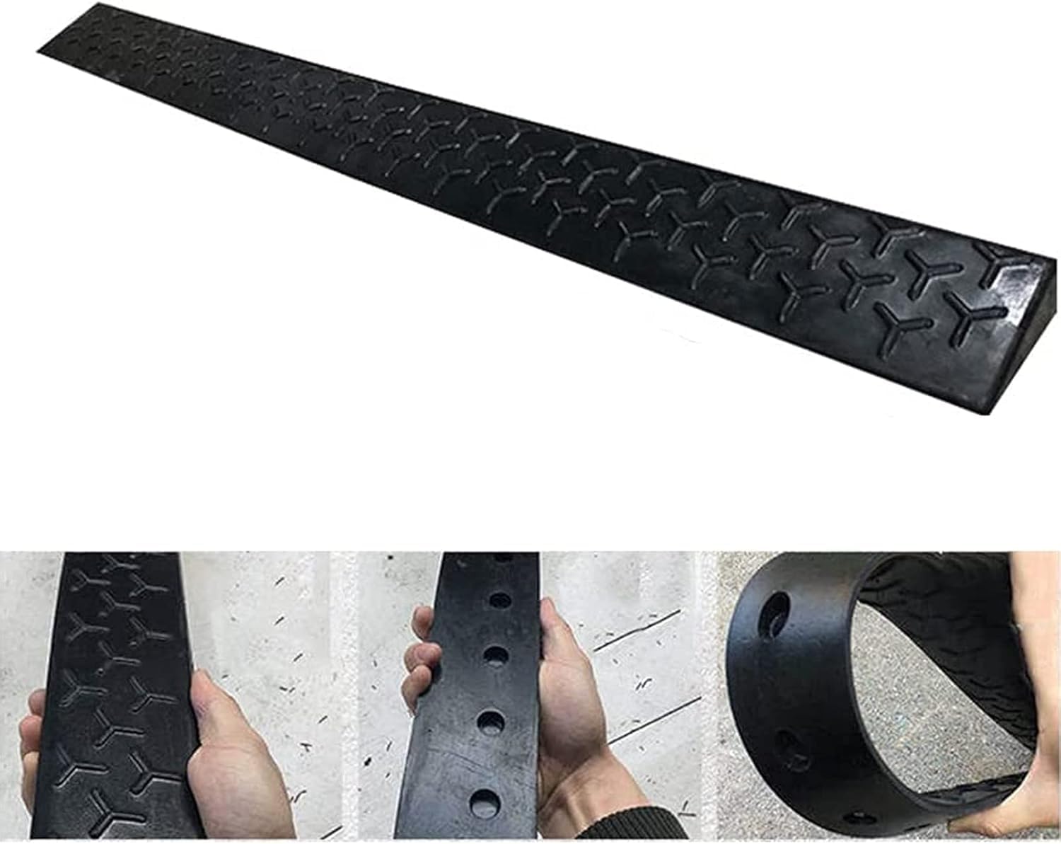 Solidne Gumowe Rampy Podjazdowe, Od 1 Do 7 Cm Wysokie, Progowe, Wytrzymałe, Rampy Załadunkowe, Rampy Podjazdowe Dla Samochodów, Wytrzymałe, Przenośne Rampy Podjazdowe, Yellow, 100x5x1.5cm