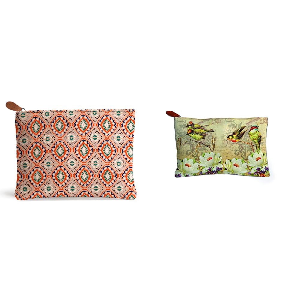 Women's Wallet Bag Pouch Handbag (Floral 3) + Multipurpose Canvas Pouch Bag for Travel Kit Utility Gadgets Makeup Accessories etc.-image-49