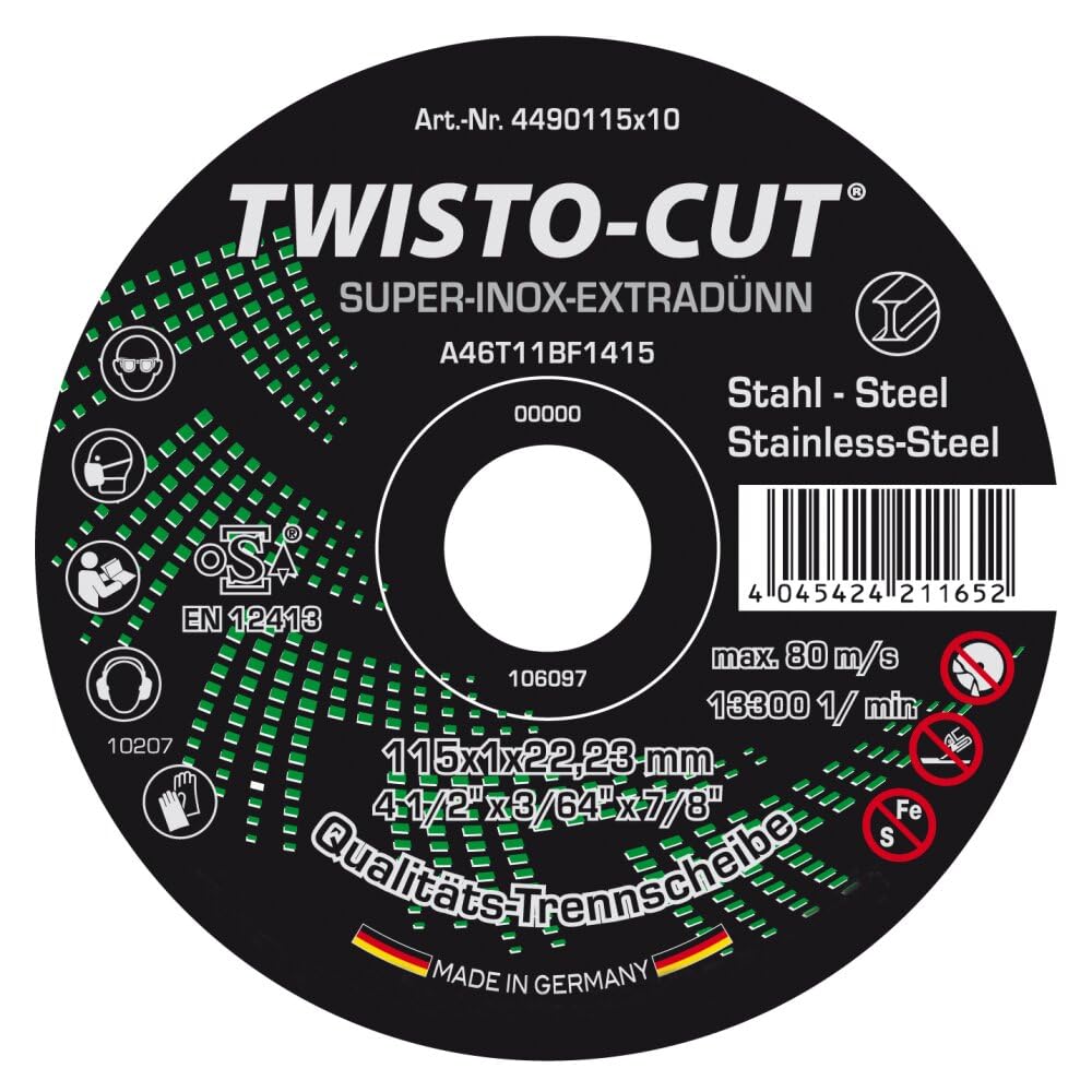 Tarcze do cięcia 125 x 1 mm, metal, stal nierdzewna, INOX, stalowe tarcze szlifierki kątowej, tarcza tnąca do metalu, bardzo cienka 1 mm, proste, tarcze Flex 125 mm (akcesoria do szlifierki kątowej) -