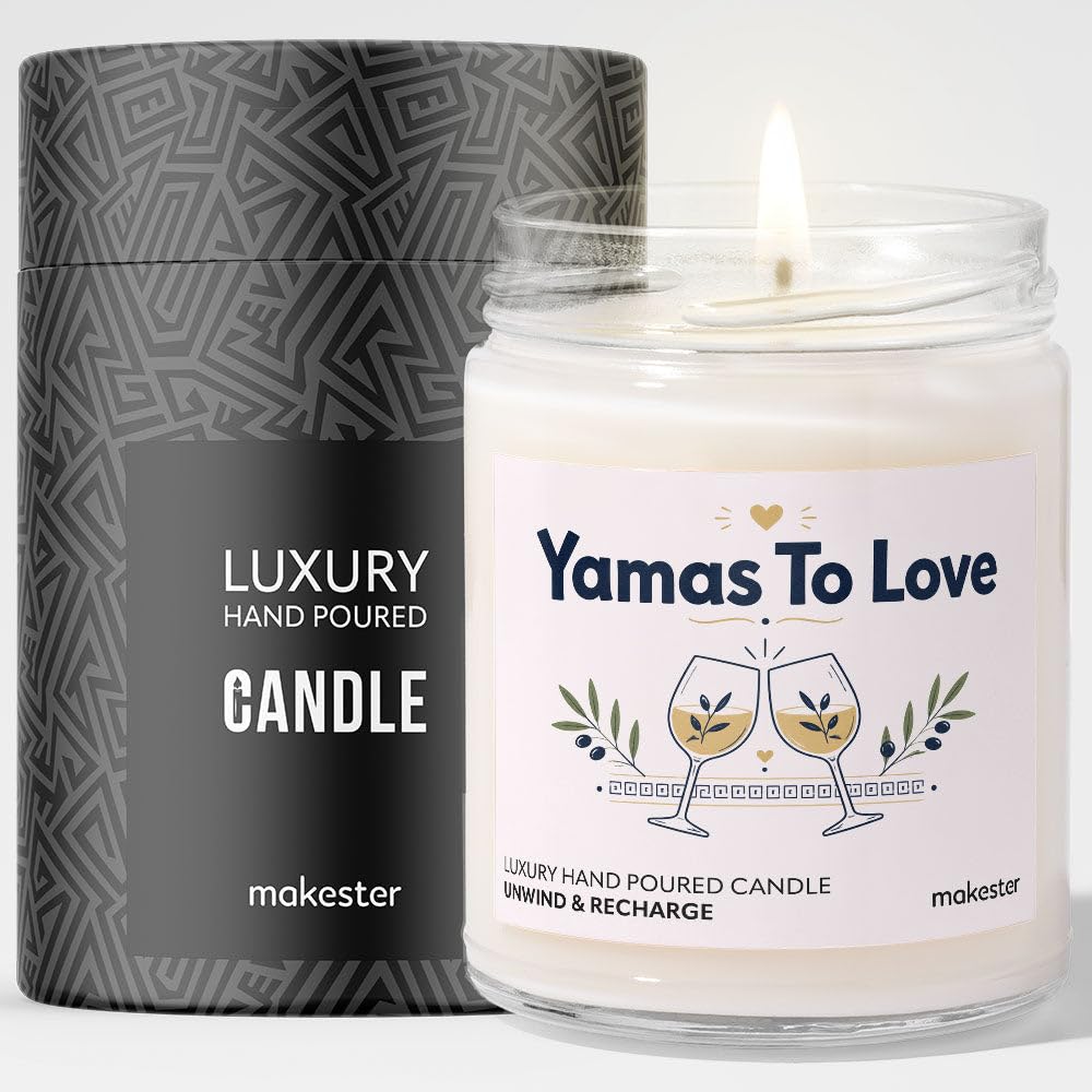 Wedding Gift for Greek Couple - Luxury Soy Wax Candle - Vanilla, Jasmine, Sugared Almond - Makester โ image 1