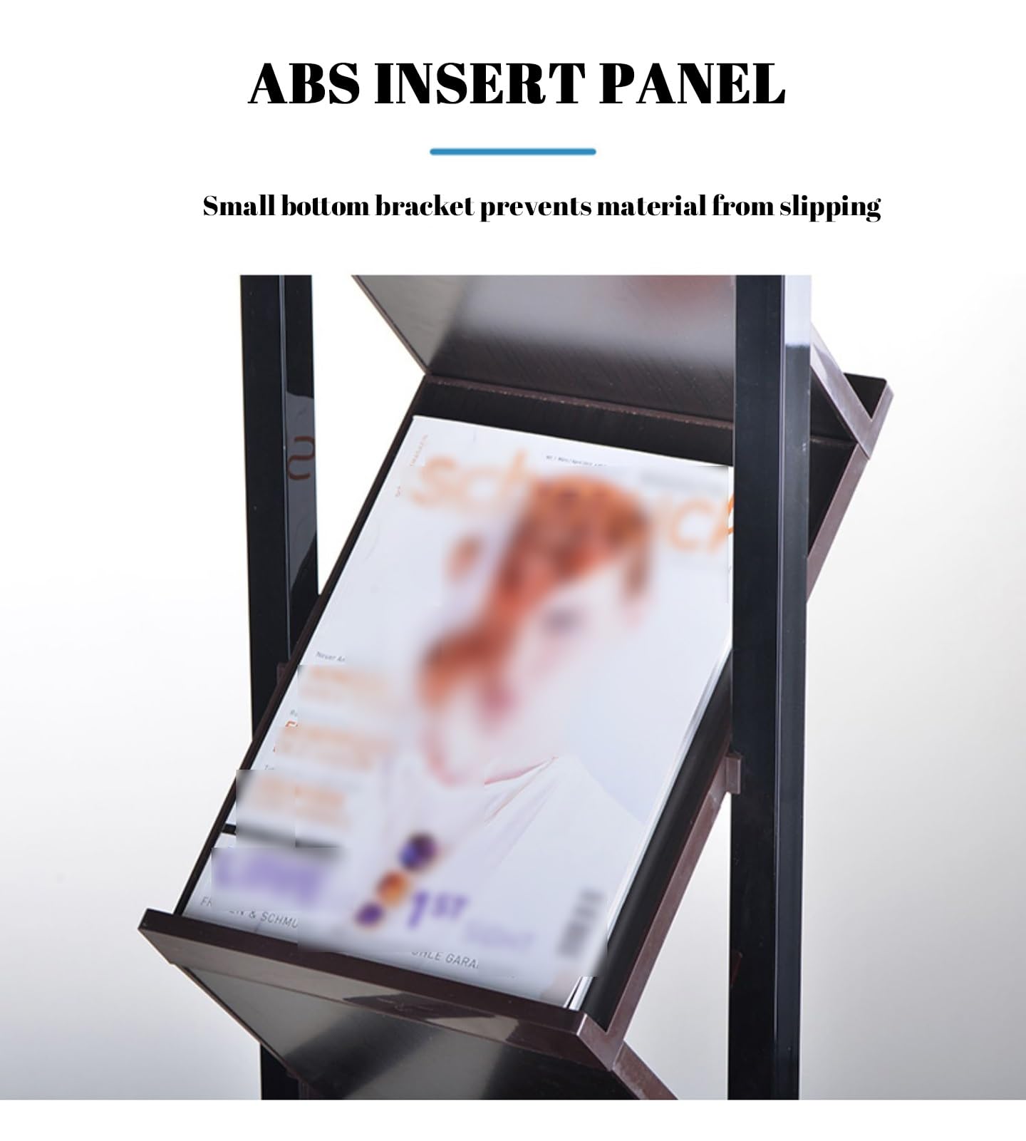 Porte-revues à 4 Niveaux, présentoir à brochures, présentoir à littérature au Sol, présentoir biseauté, Base antidérapante, Porte-revues Polyvalent, pour Bureau, Salle d'attente (Couleur : S