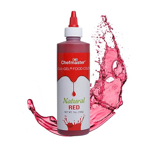 Chefmaster Colorante alimentario natural rojo  Tinte a base de plantas para glaseado, fondant, mousse, pudín  Decoración de postres sin hornear