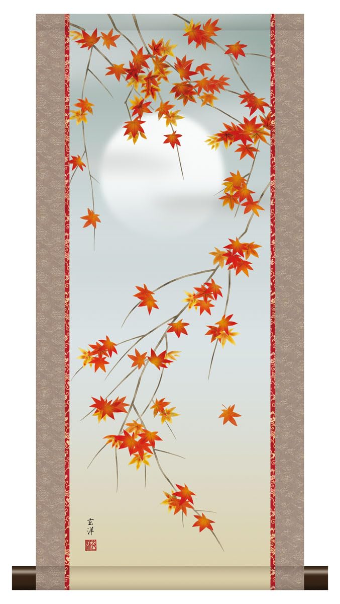 Amazon.co.jp: 10年保証 掛け軸 ミニ掛け軸 和風 花鳥画 秋掛け 紅葉