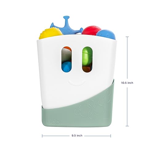 Miniatura 2 de Ubbi Organizador de juguetes de baño independiente con estante de secado extraíble y cuchara para niños pequeños + bebés, salvia