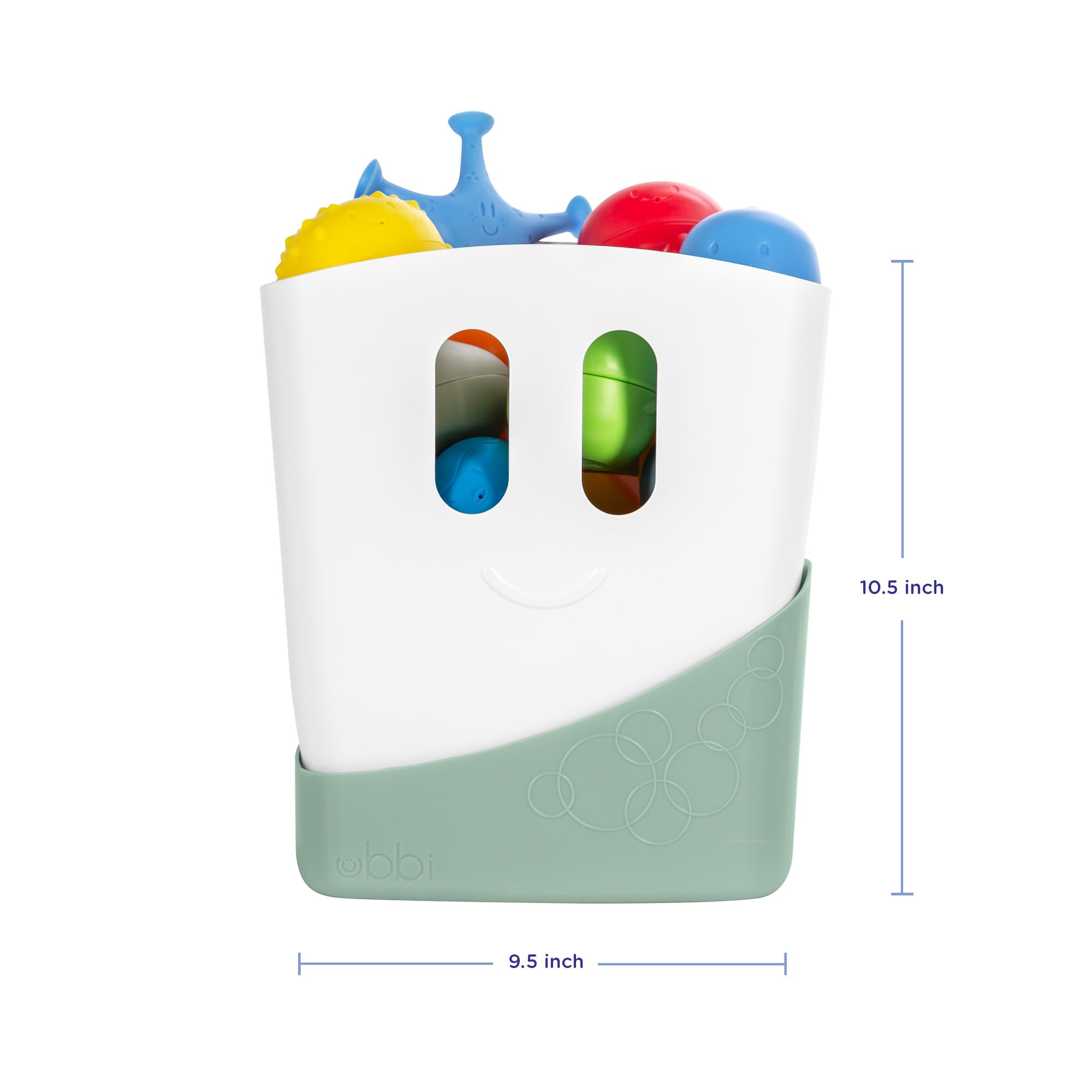 Ubbi Freestanding Bath Toy Organizer Bath Caddy with Removable Drying Rack Bin & Scoop for Toddlers + Baby, Sage - Image 2